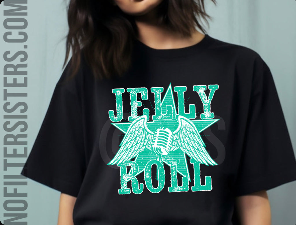 Jelly Roll R&R Wings Tee -Teal