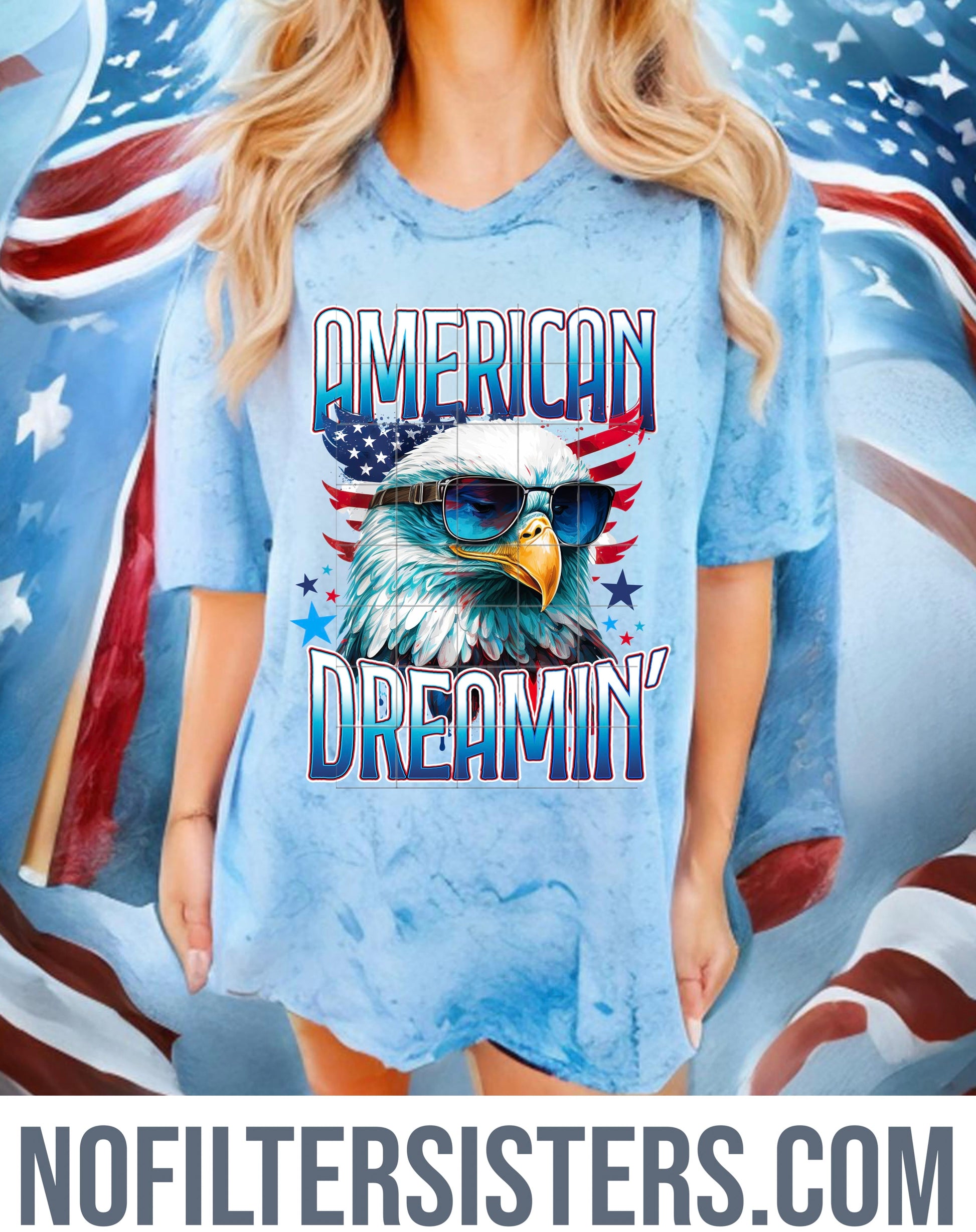 American Dreamin Blue patriotic shirts for women