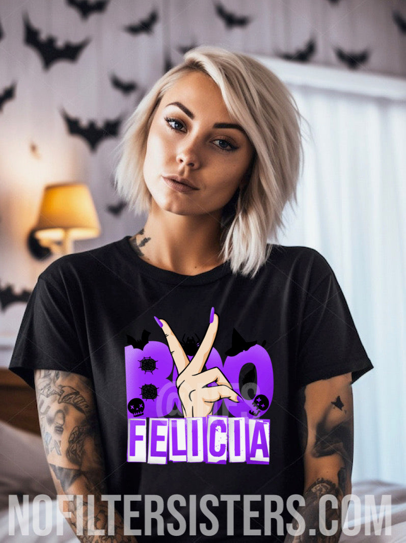 Stay comfortable in the Boo Felicia Purple tshirt for women