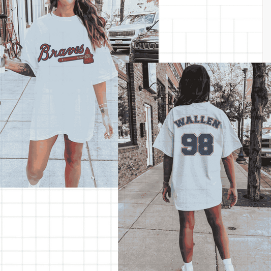 Braves Wallen Graphic Tee - Available in Sizes S-4XL. Allow 2-3 Business Days. If you would like this oversized look size up! Also this can go on any color - WHITE