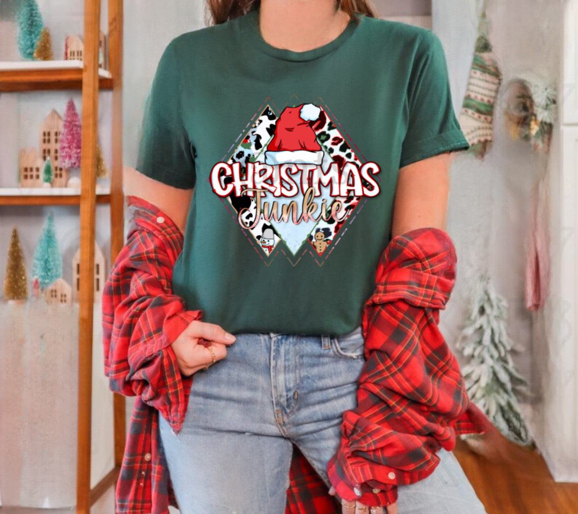 Christmas Green Junkie Tshirt for Men and women