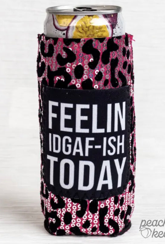Keep it chill with our 'IDGAF-ISH' Koozie! This fun and sassy drink holder is perfect for those who don't sweat the small stuff-KEEPS DRINKS ICE COLD
