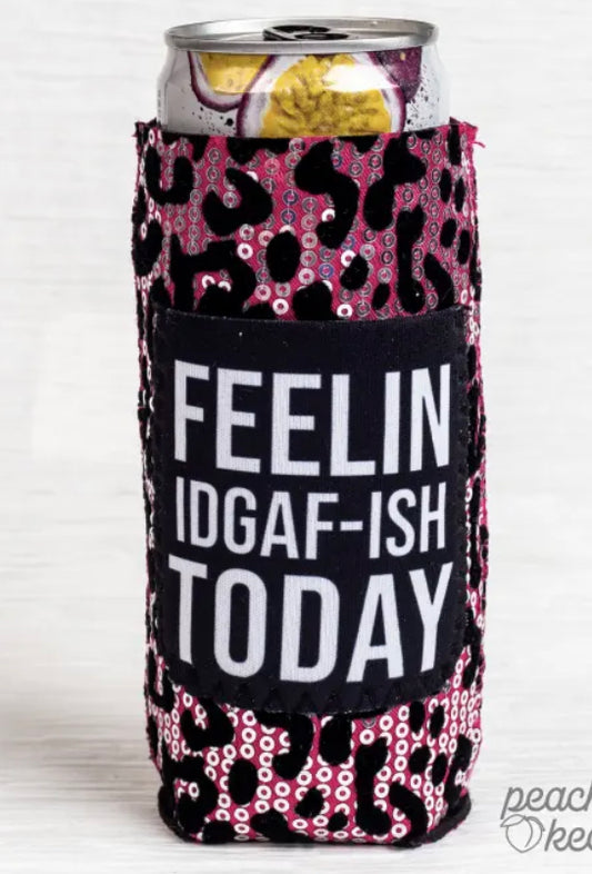 Keep it chill with our 'IDGAF-ISH' Koozie! This fun and sassy drink holder is perfect for those who don't sweat the small stuff-KEEPS DRINKS ICE COLD