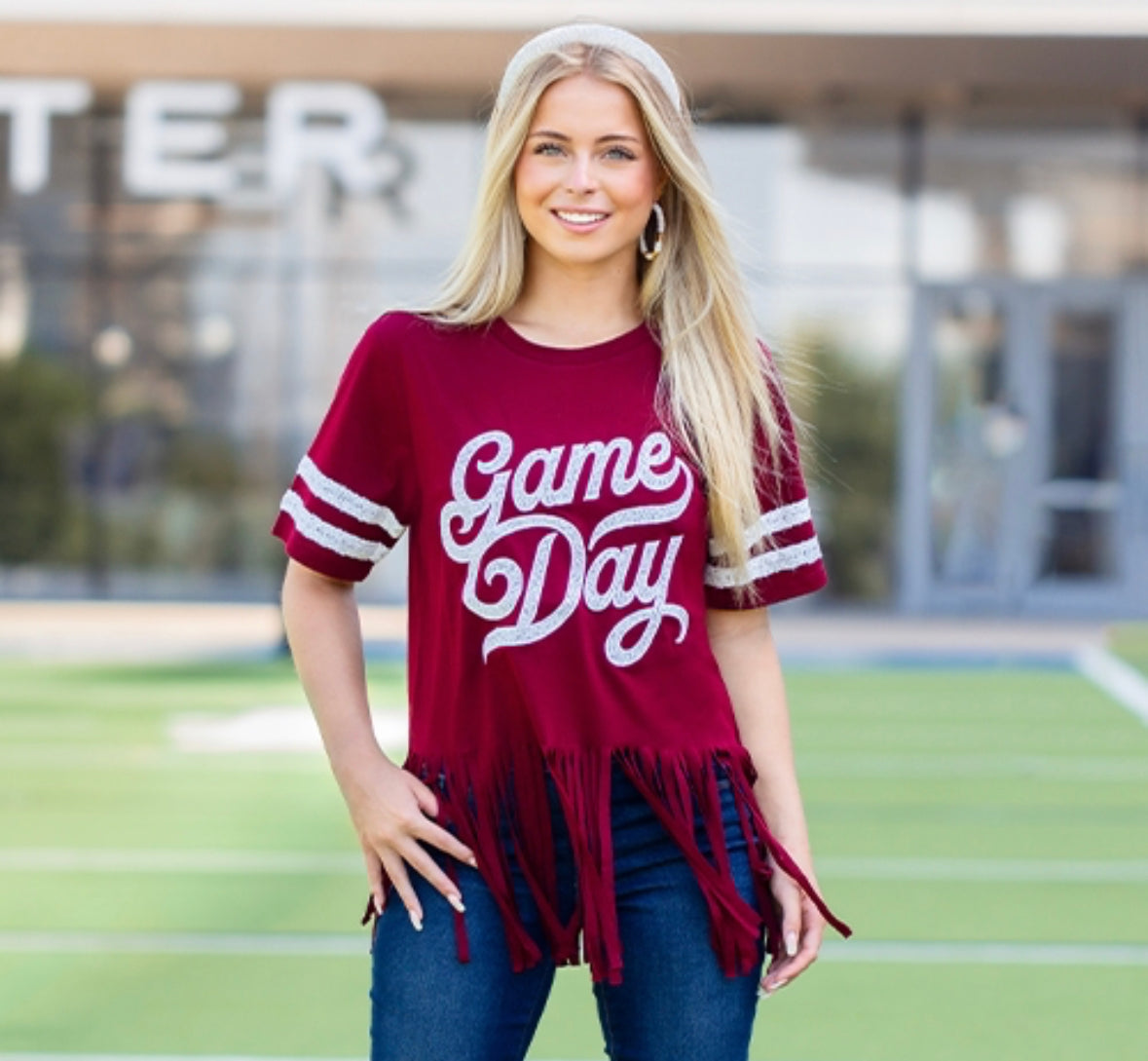 Sequin Game Day Fringe Tee-3 colors | Game day tshirt