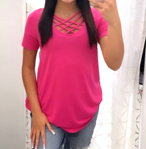 Criss cross swing top-size small pink