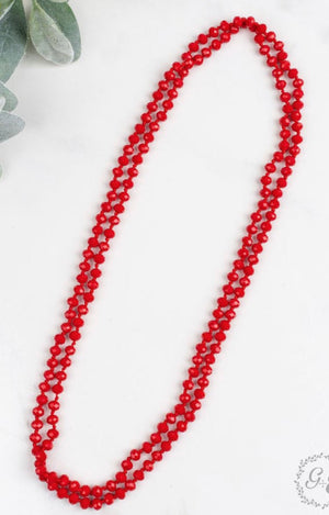 60 Inch Red Crystal Beaded Necklace