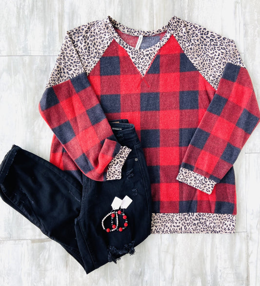 Warm Me Up Plaid & Leo Sweater