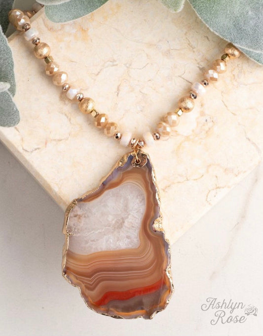 Glam in the Sand Necklace with Natural Stone